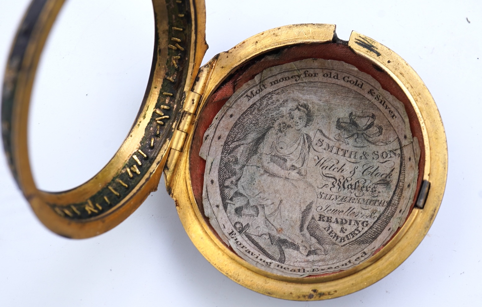An 18th century gilt metal and leather pair cased key wind verge pocket watch by Samuel Adams, Bromley, Kent, circa 1770